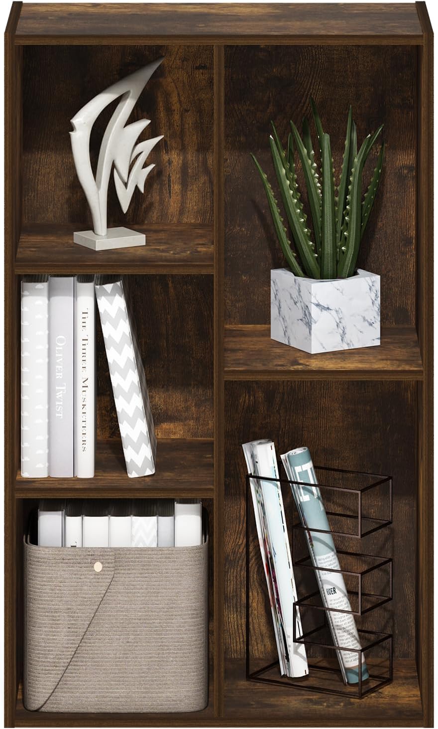 Furinno PASIR Book Shelf, 2-Tier Modern Bookshelf, Open Shelves Bookcase 9 x 12 x 21, Easy Assembly, for Living Room, Bedroom, Home Office, White