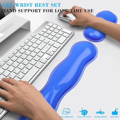 Gel Wrist Rest for Keyboard and Mouse, Wrist Rest for Keyboard, Mouse Wrist Support, Pain Relief, Cool Touch, Non-Skid, Keyboard and Mouse Wrist pad Set