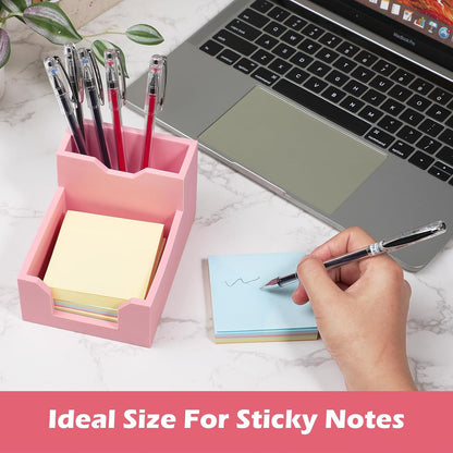 Black Sticky Note Holder, Silicone Memo Holder with Pen or Card Slots, Sticky Note Dispenser, Fits 3x3 Inches Sticky Notes