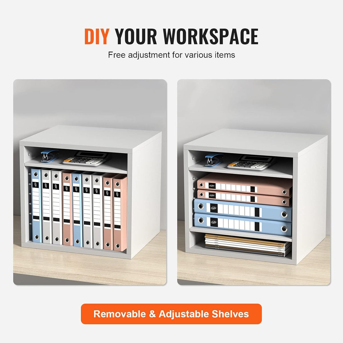 VEVOR Literature Organizers, 12 Compartments Office Mailbox with Adjustable Shelves, Wood Literature Sorter 20.4x12x16.1 inches for Office, Home, Classroom, Mailrooms Organization, EPA Certified White