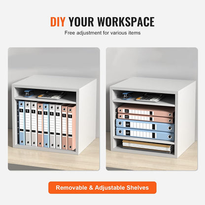 VEVOR Literature Organizers, 12 Compartments Office Mailbox with Adjustable Shelves, Wood Literature Sorter 20.4x12x16.1 inches for Office, Home, Classroom, Mailrooms Organization, EPA Certified White