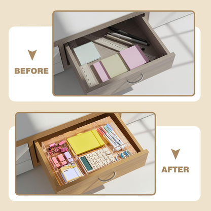 Clear Acrylic Drawer Organizer,6 Compartments,Large