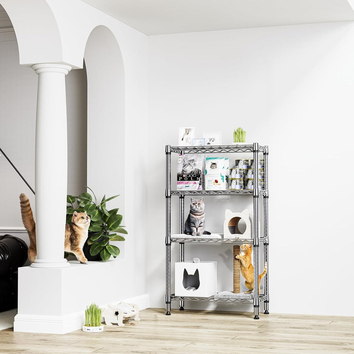 M MZG 450 lbs Steel Storage Shelving 3-Tier Utility Shelving Unit Steel Organizer Wire Rack for Home,Kitchen,Office (11.8" D x 17.7" W x 26.3" H) - Colors A