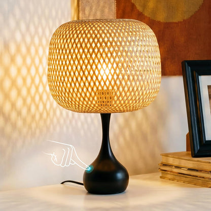 ONEWISH Touch Bedside Lamp for Bedroom, 3-Way Dimmable Farmhouse Table Lamps for Nightstand with Fabric Shade, Desk Lamp for Kids Reading, Home Office