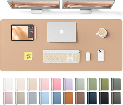 YSAGi Leather Desk Pad Protector, Large Mouse Pad, Non-Slip PU Leather Desk Blotter, Waterproof Writing Pad for Office and Home (31.5" x 15.8", Eggshell) - Colors B