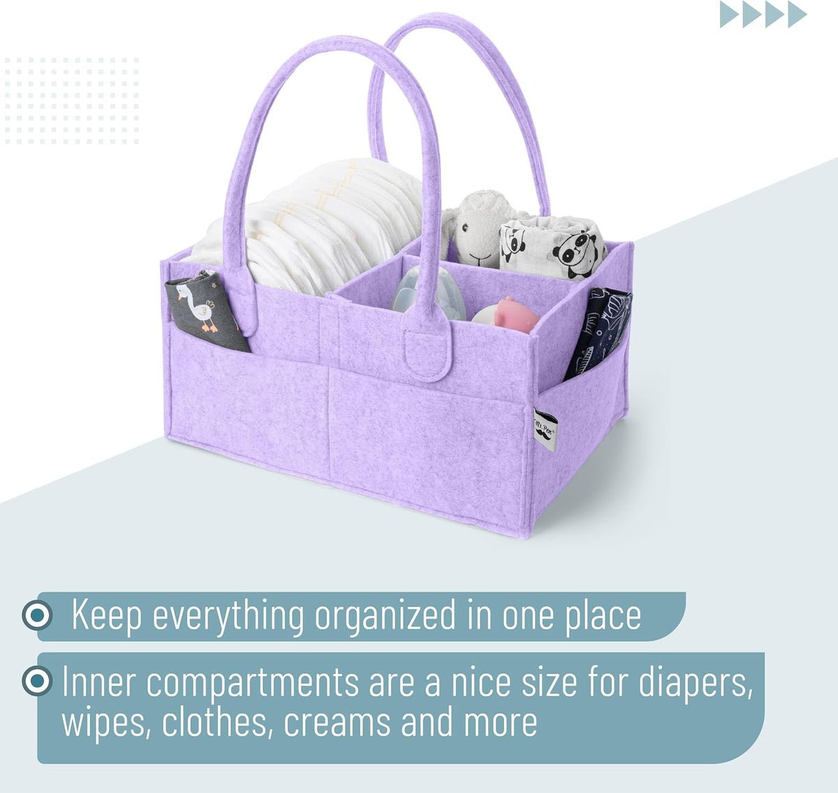 Baby Diaper Caddy Organizer, Gray, Medium