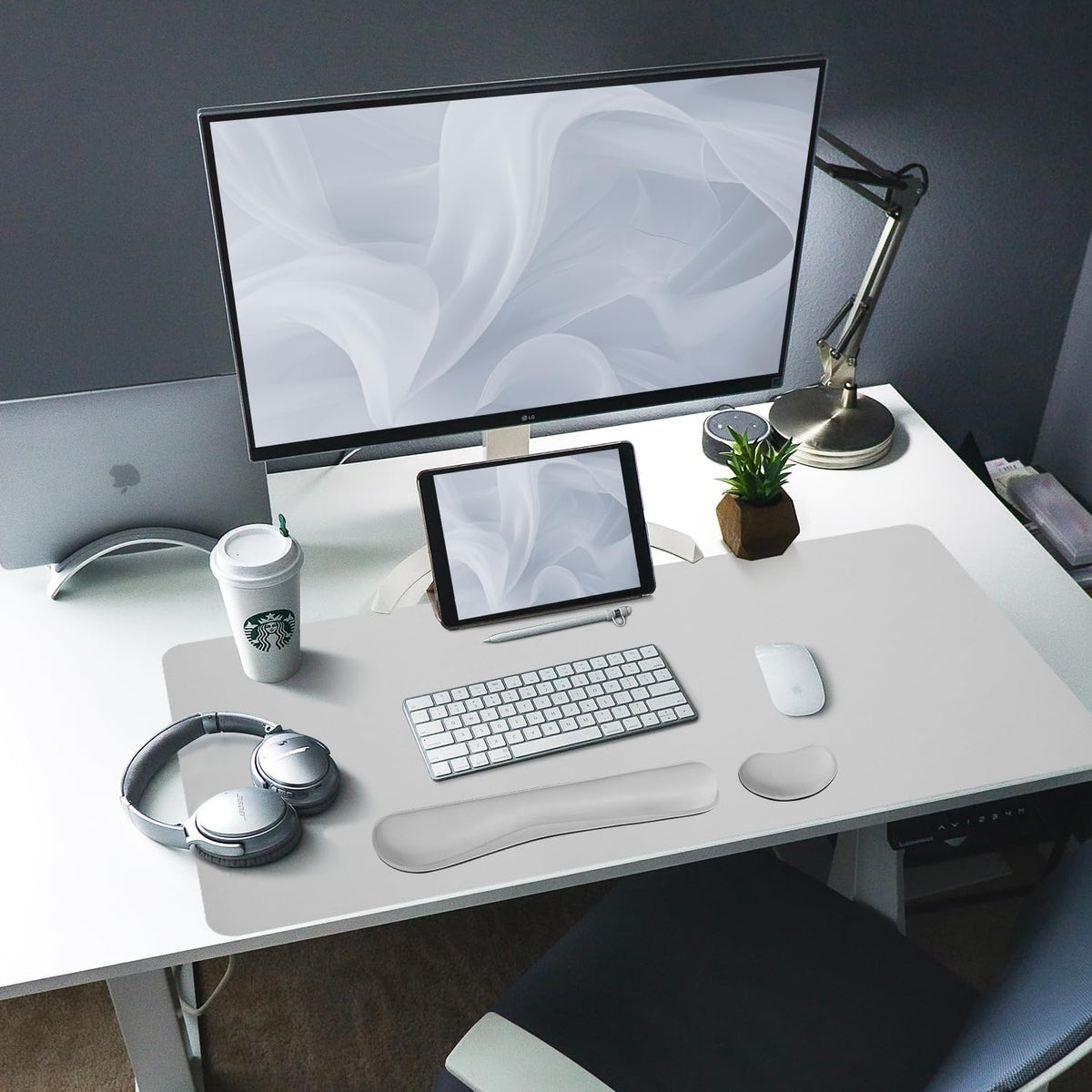 Bloss Leather Desk Pad and Keyboard Wrist Rest, Large Mouse Pad + Keyboard Pad+Mouse Wrist Support, Non-Slip Desk Mat Protector for Office, Home(31.5×15.7 Inches,Beige) - Colors B