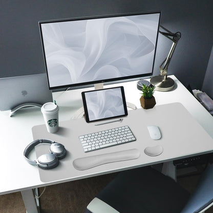 Bloss Leather Desk Pad and Keyboard Wrist Rest, Large Mouse Pad + Keyboard Pad+Mouse Wrist Support, Non-Slip Desk Mat Protector for Office, Home(31.5×15.7 Inches,Beige) - Colors B