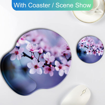 Ergonomic Mouse Pad with Wrist Support Rest,Large Mousepad Gel Wrist Rest, with Coaster Non-Slip & Pain Relief for Computer, Desk, Home&Office-Beach - Colors B