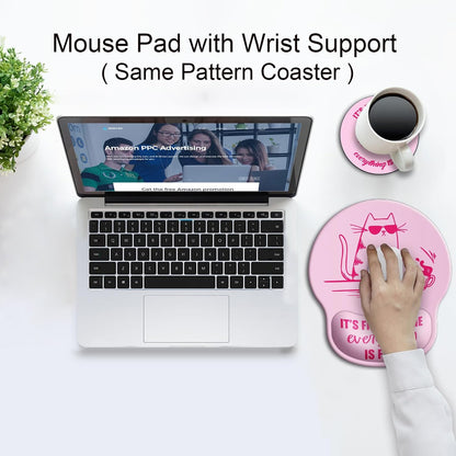 Ergonomic Mouse Pad with Wrist Support Rest,Large Mousepad Gel Wrist Rest, with Coaster Non-Slip & Pain Relief for Computer, Desk, Home&Office-Beach - Colors B