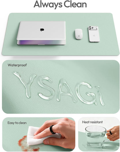 YSAGi Leather Desk Pad Protector, Large Mouse Pad, Non-Slip PU Leather Desk Blotter, Waterproof Writing Pad for Office and Home (31.5" x 15.8", Eggshell) - Colors B