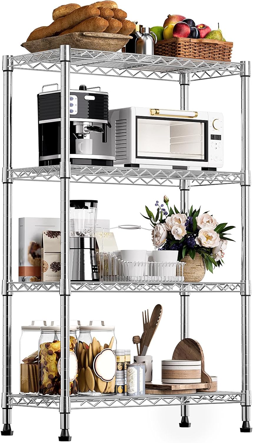 M MZG 450 lbs Steel Storage Shelving 3-Tier Utility Shelving Unit Steel Organizer Wire Rack for Home,Kitchen,Office (11.8" D x 17.7" W x 26.3" H) - Colors A