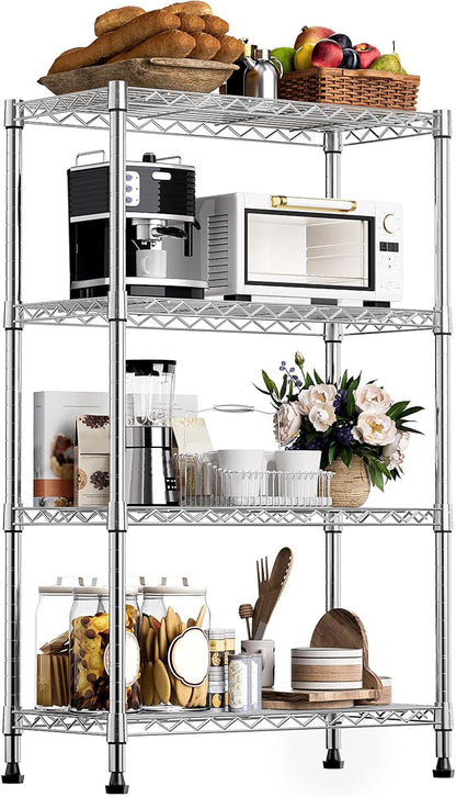 M MZG 450 lbs Steel Storage Shelving 3-Tier Utility Shelving Unit Steel Organizer Wire Rack for Home,Kitchen,Office (11.8" D x 17.7" W x 26.3" H) - Colors A