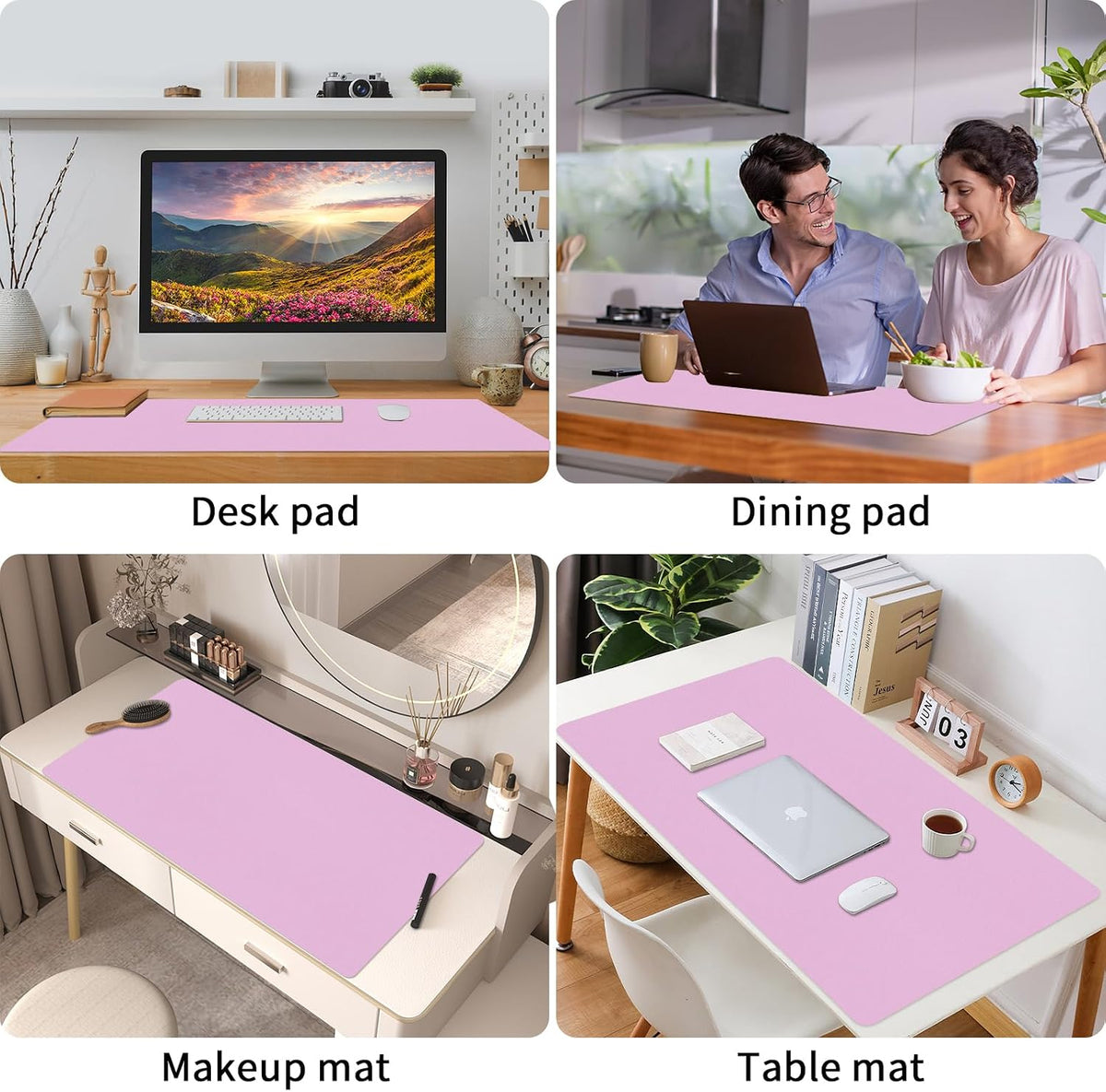 Bloss Leather Desk Pad and Keyboard Wrist Rest, Large Mouse Pad + Keyboard Pad+Mouse Wrist Support, Non-Slip Desk Mat Protector for Office, Home(31.5×15.7 Inches,Beige) - Colors A