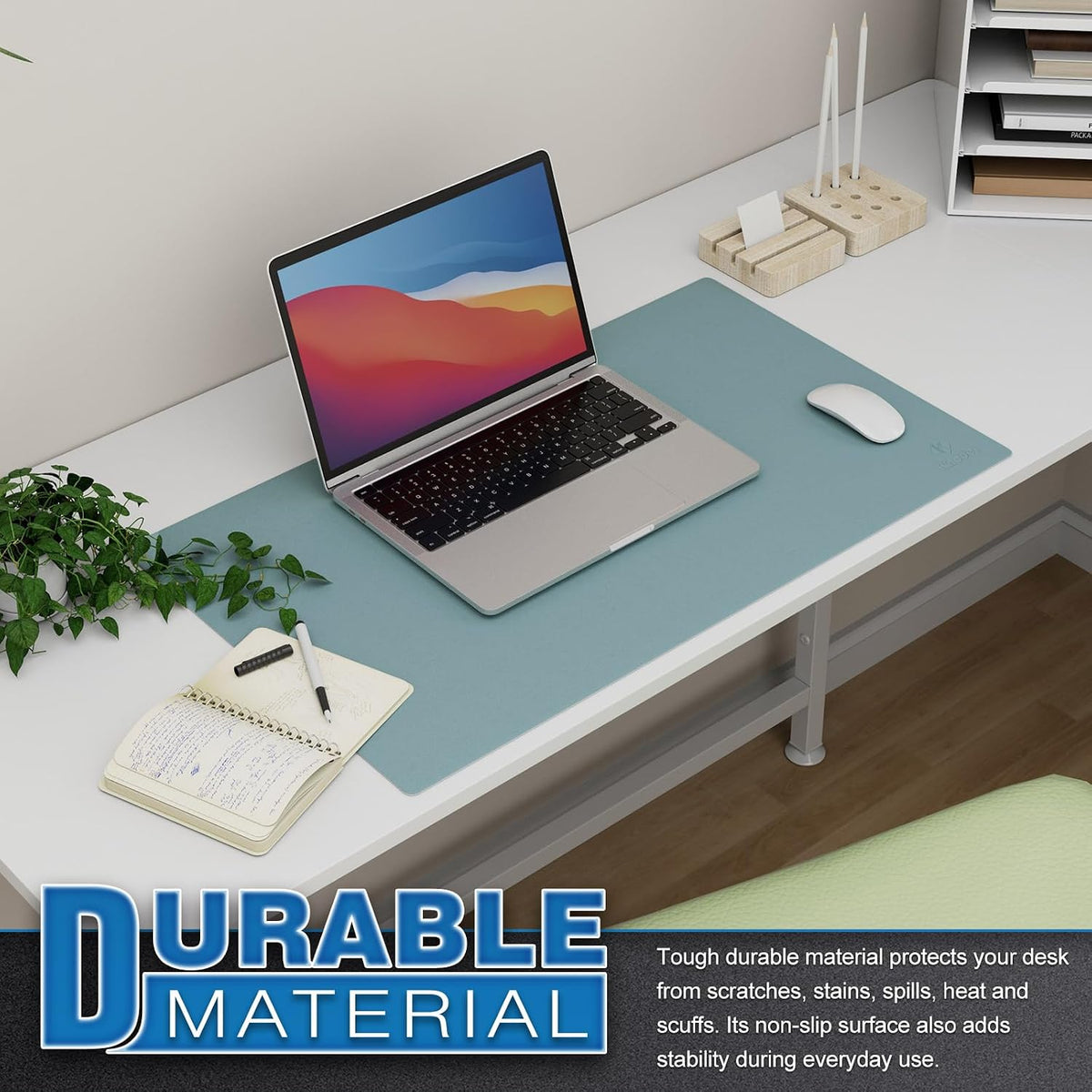 K KNODEL Large Office Leather Desk Mat, Mouse and Keyboard Pad, Computer and Laptop Mat, Desktop Protector and Cover, Writing Pad and Blotter (31.5"x15.7", Black)