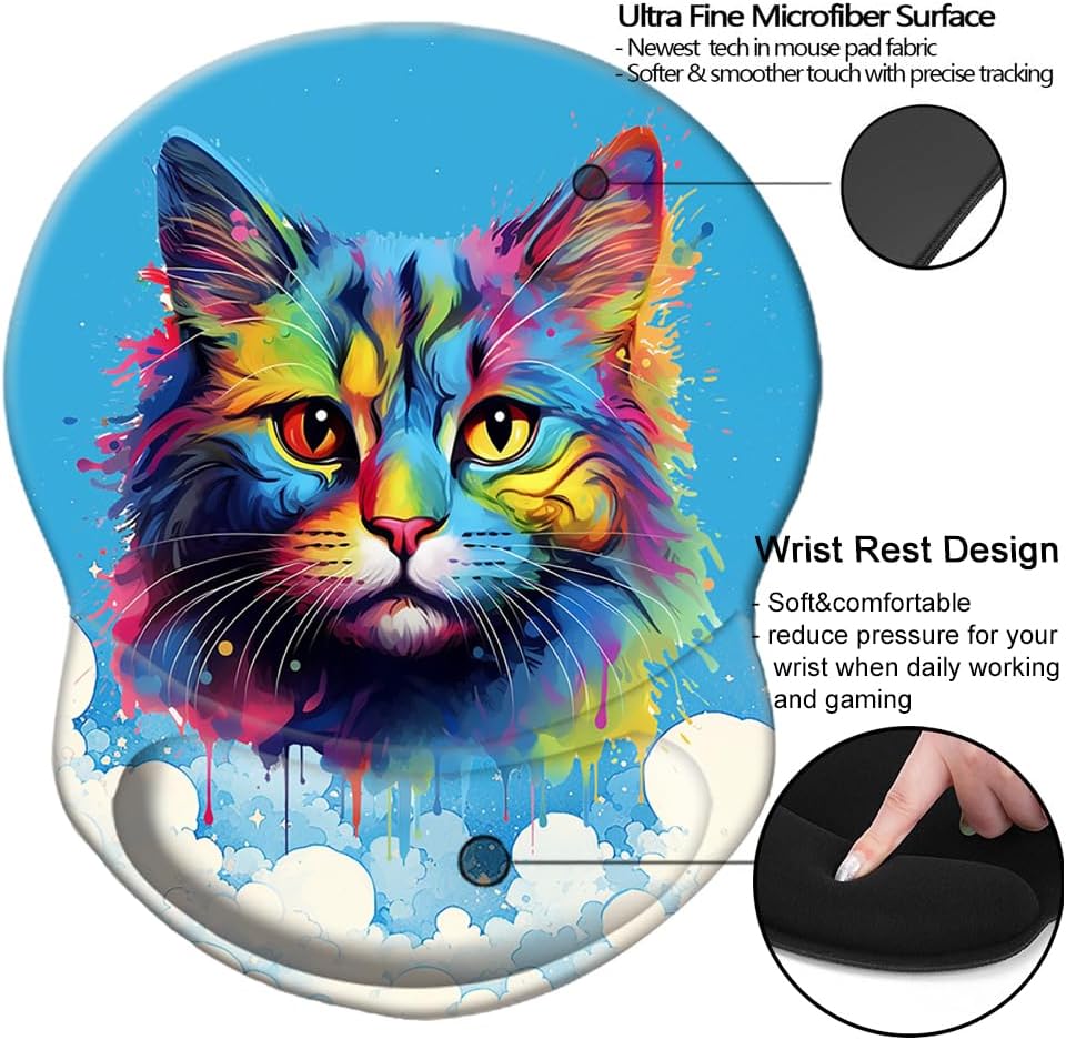 Wrist Support Mouse Pad Anti Slip Rubber Wrist Rest Mousepad 9in X 8in Small Desktop Notebook Mouse Mat for Working and Gaming (M-Pink Floral)