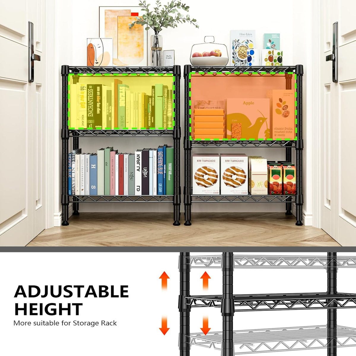 M MZG 450 lbs Steel Storage Shelving 3-Tier Utility Shelving Unit Steel Organizer Wire Rack for Home,Kitchen,Office (11.8" D x 17.7" W x 26.3" H) - Colors B