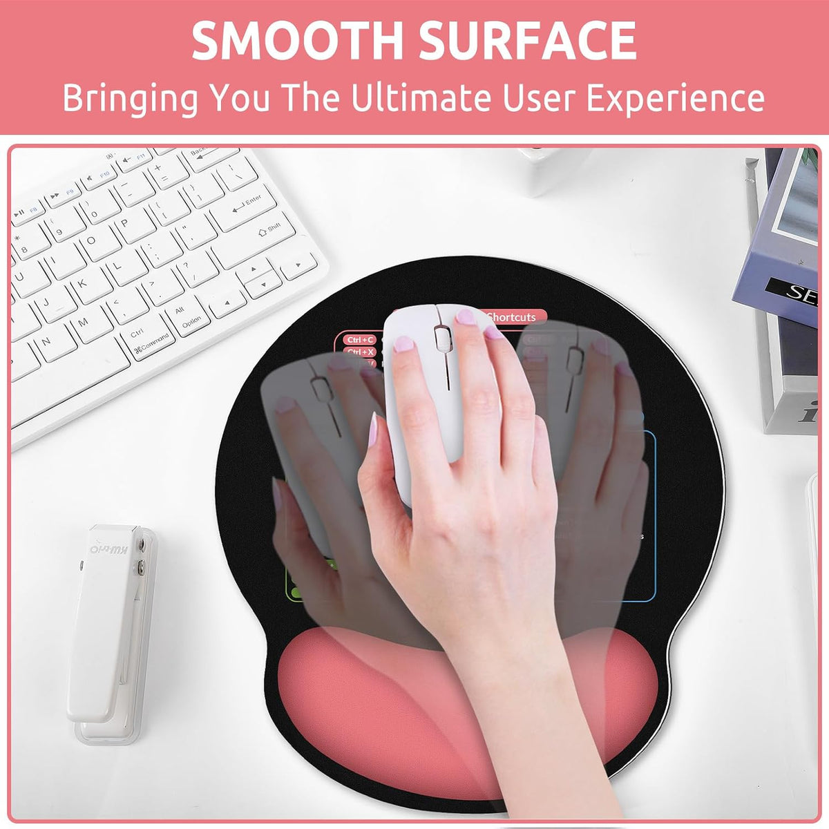 KONVINIT Ergonomic Mouse Pad with Wrist Rest, Small Mousepad with Non-Slip Rubber Base and Smooth Surface, Beach Mouse Pads for Desk, Office Desk Accessories