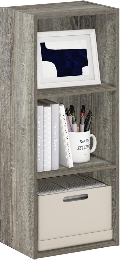 Furinno PASIR Book Shelf, 2-Tier Modern Bookshelf, Open Shelves Bookcase 9 x 12 x 21, Easy Assembly, for Living Room, Bedroom, Home Office, White