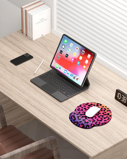 Ergonomic Mouse Pad with Wrist Rest, Comfortable Silicone Non-Slip Computer Pain Relief Gel Mouse Mat with Wrist Support for Gaming, Work, Office, Women & Men, Cute Pattern, Beige