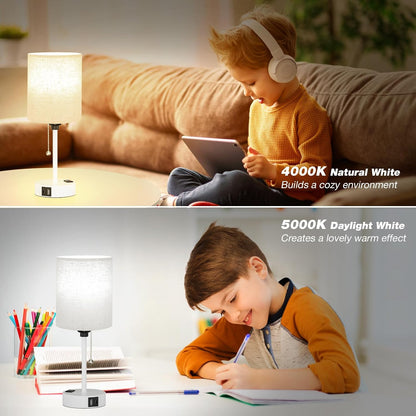 Dicoool Bedside Table Lamp for Bedroom - Small Desk Lamp with USB Ports