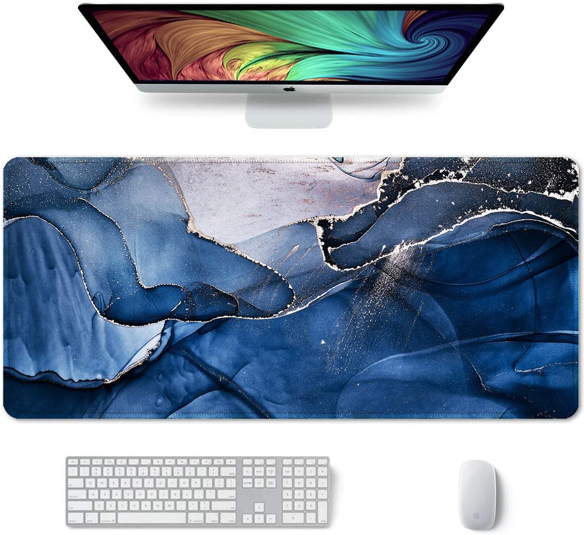 Auhoahsil Desk Mat, Ultra Large Mouse Pad, XXL Gaming Mousepad, Green Tropical Leaves Deskpad, Big Extended Full Size Mouse Pad, Desktop Desk Matt for Keyboard, Laptop & Computer, 35.5 x 15.7 in - Colors A
