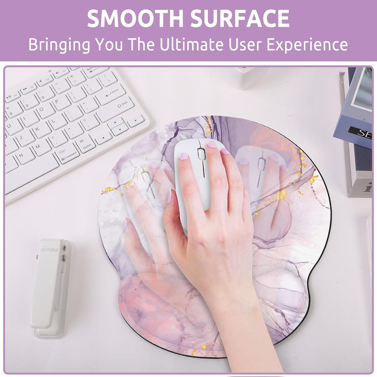KONVINIT Ergonomic Mouse Pad with Wrist Rest, Small Mousepad with Non-Slip Rubber Base and Smooth Surface, Beach Mouse Pads for Desk, Office Desk Accessories
