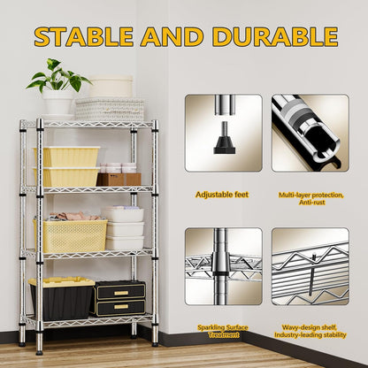 M MZG 450 lbs Steel Storage Shelving 3-Tier Utility Shelving Unit Steel Organizer Wire Rack for Home,Kitchen,Office (11.8" D x 17.7" W x 26.3" H) - Colors A