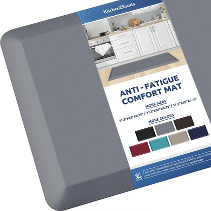 KitchenClouds Kitchen Mat Cushioned Anti Fatigue Rug 17.3"x28" Water Resistant, Non Slip, Standing and Comfort Desk/Floor Mats for House Sink Office (Black)