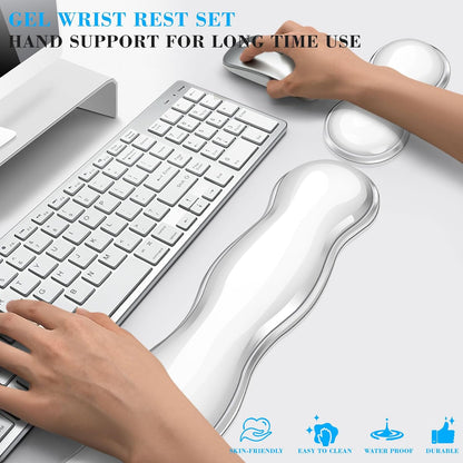 Gel Wrist Rest for Keyboard and Mouse, Wrist Rest for Keyboard, Mouse Wrist Support, Pain Relief, Cool Touch, Non-Skid, Keyboard and Mouse Wrist pad Set