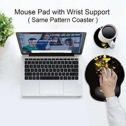 Ergonomic Mouse Pad with Wrist Support Rest,Large Mousepad Gel Wrist Rest, with Coaster Non-Slip & Pain Relief for Computer, Desk, Home&Office-Beach - Colors B