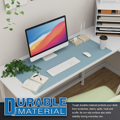 K KNODEL Large Office Leather Desk Mat, Mouse and Keyboard Pad, Computer and Laptop Mat, Desktop Protector and Cover, Writing Pad and Blotter (31.5"x15.7", Black)