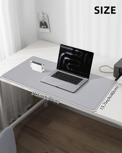 AFIING Large Desk Mat 55" x 24" - PU Leather Desk Pad Protector, Waterproof Non-Slip Extended Mouse Pad for Office Desk, Keyboard, Laptop and Home Workspace (Black)