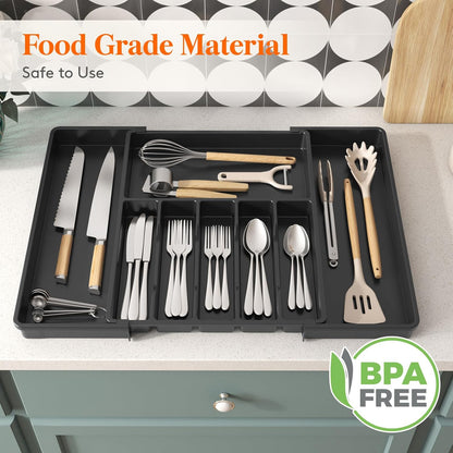 Expandable Silverware Drawer Organizer, Kitchen Utensil Tray