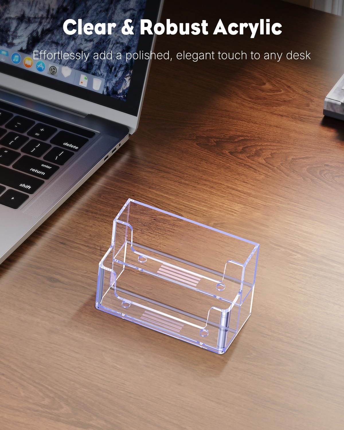 Uniclife Acrylic Business Card Holder for Desk 1 Slot Clear Business Card Display Stand for Men & Women Desktop Business Card Organizer Card Stand for Office Home Exhibition, 60 Card Capacity