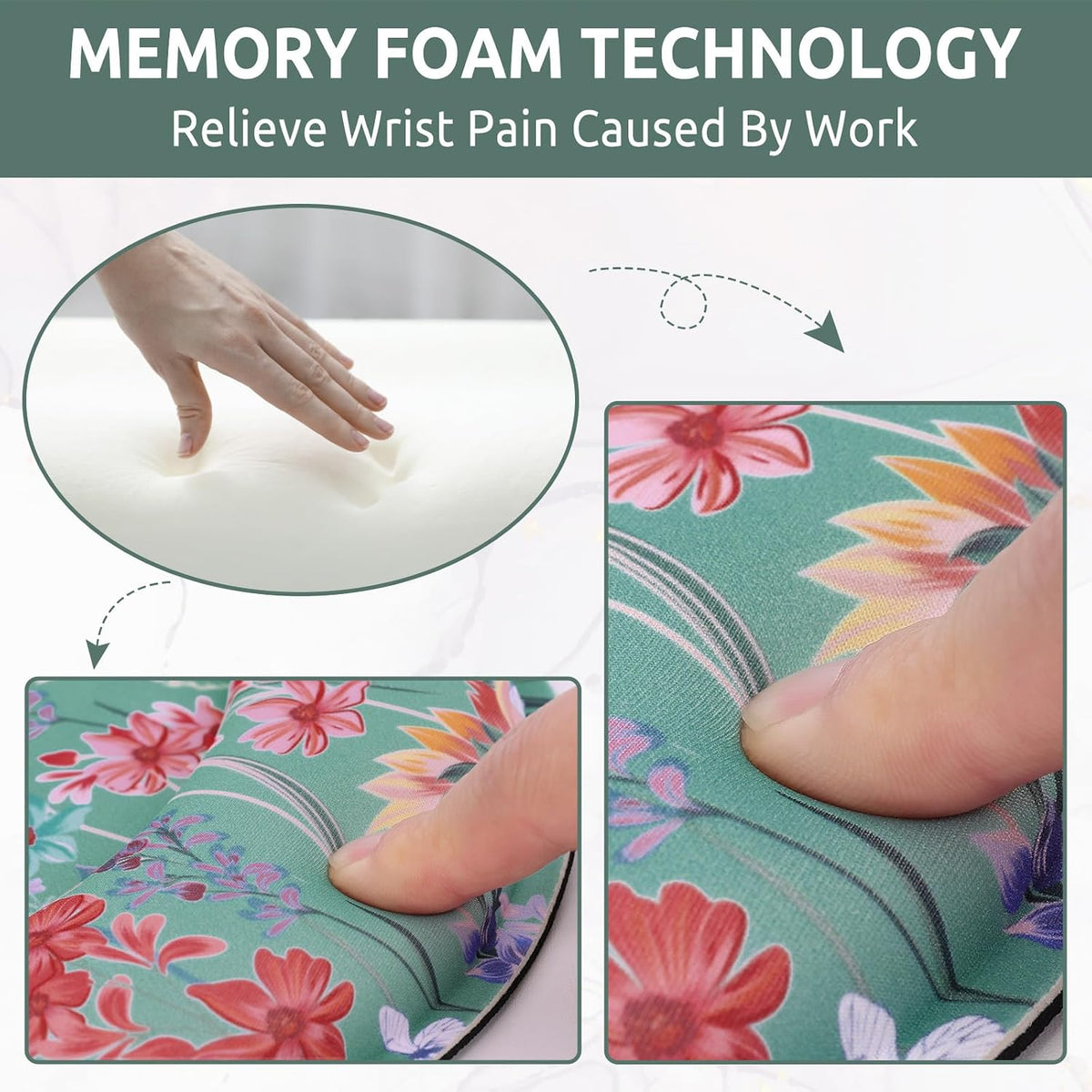 KONVINIT Ergonomic Mouse Pad with Wrist Rest, Small Mousepad with Non-Slip Rubber Base and Smooth Surface, Beach Mouse Pads for Desk, Office Desk Accessories