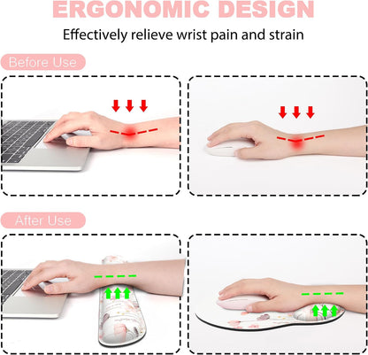 Ergonomic Mouse Pad with Wrist Rest and Keyboard Wrist Rest, Mousepad