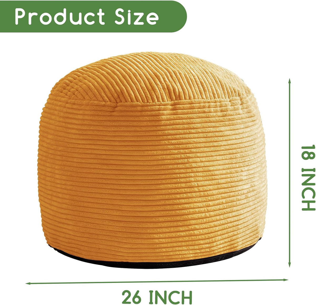 Round Stuffed Pouf Ottoman, Corduroy Poufs with Foam Chunk Filling, Furry and Fluffy Pouf Foot Stool Storage Ottoman, 20 X 15 Floor Poufs Foot Rest for Living Room, Dark Grey