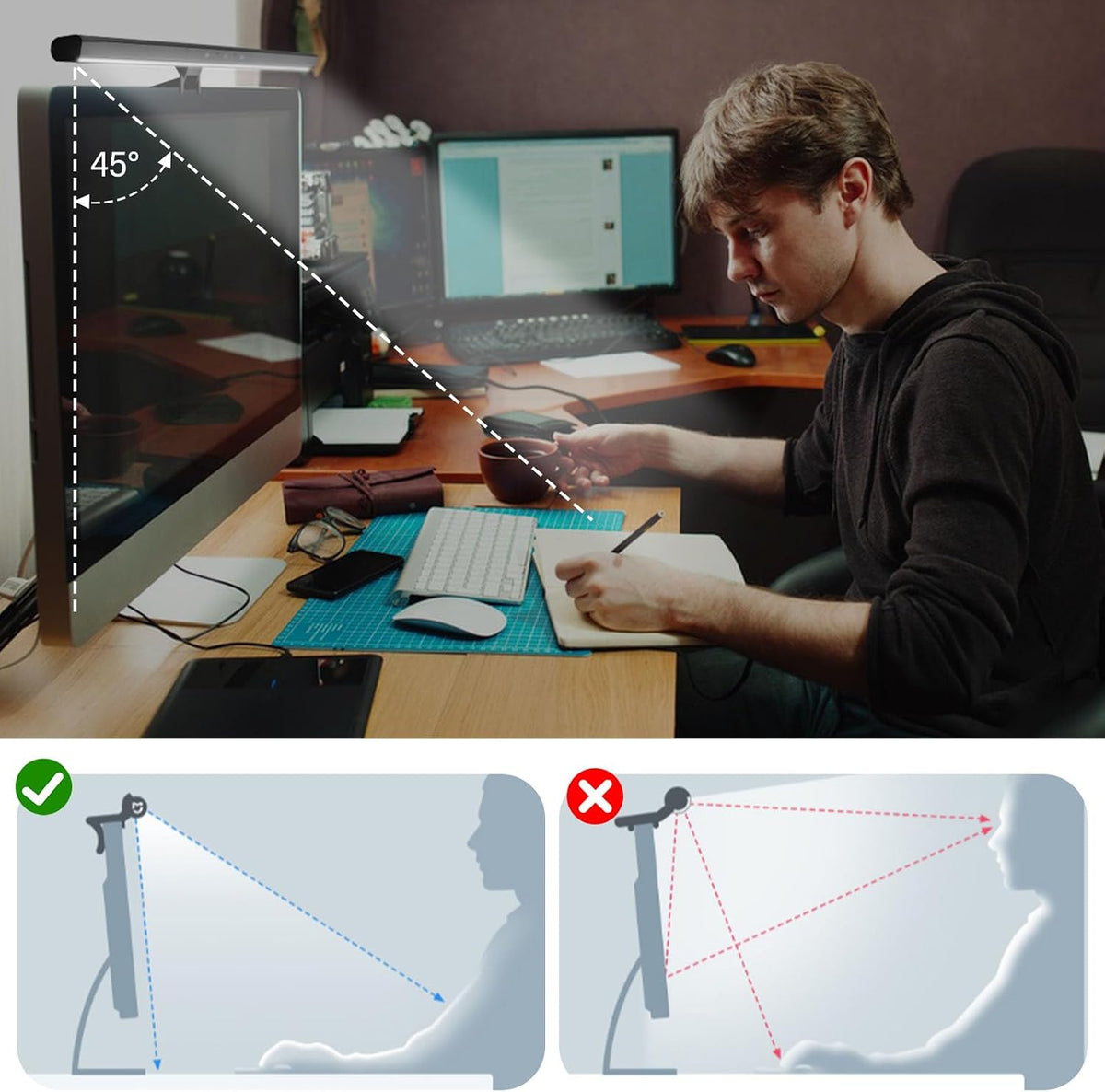 LED Monitor Light RGB Monitor Light Bar Backlight Adjustable Brightness and Color Temperature for Desk Office Home Game