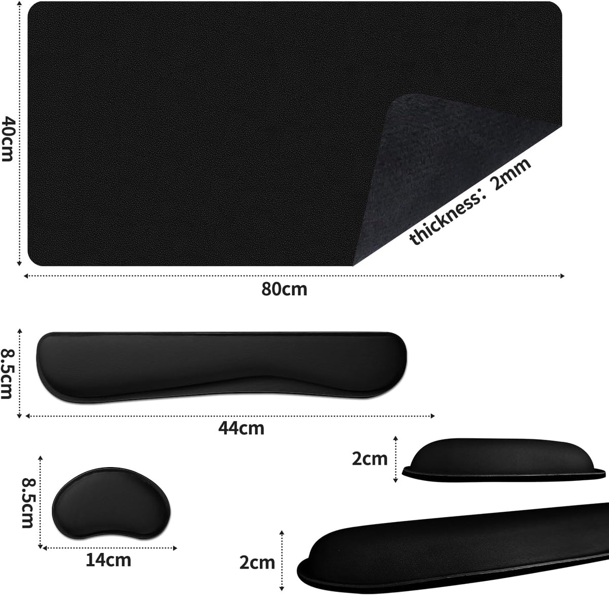 Bloss Leather Desk Pad and Keyboard Wrist Rest, Large Mouse Pad + Keyboard Pad+Mouse Wrist Support, Non-Slip Desk Mat Protector for Office, Home(31.5×15.7 Inches,Beige) - Colors B