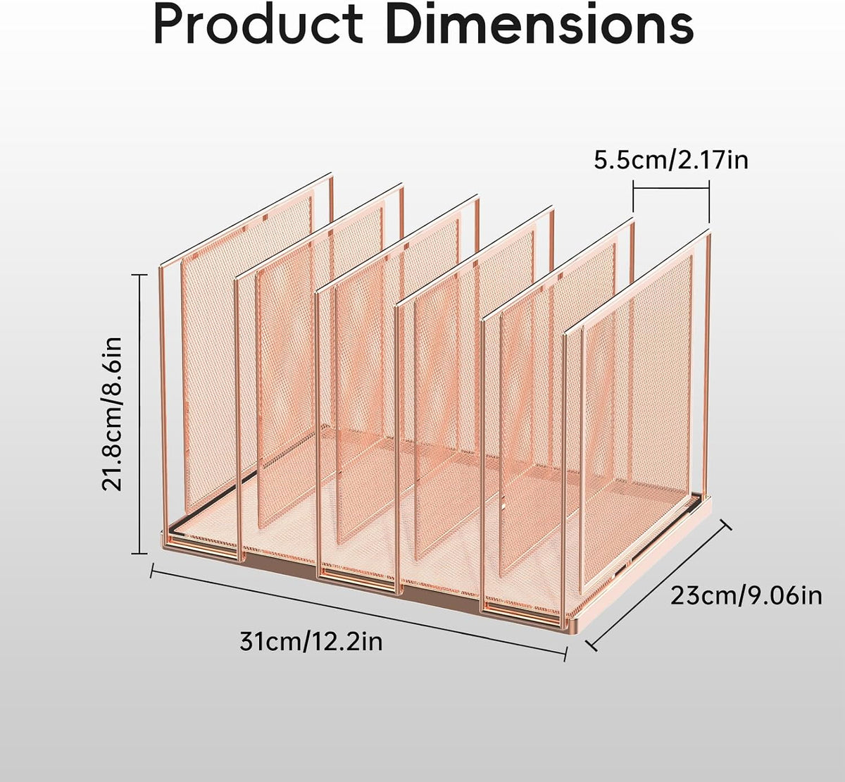 File Organizer for Desk, 5-Section Vertical File Sorter, Paper Holder Organizer Standing Metal File Folder for Office Home Classroom, Black