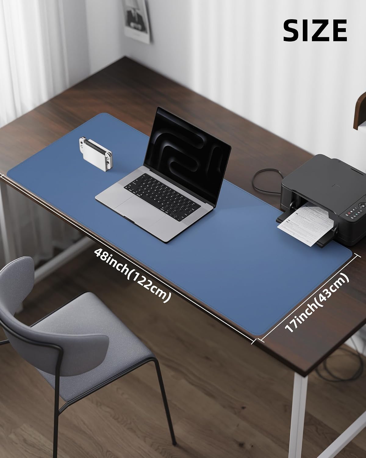 AFIING Large Desk Mat 55" x 24" - PU Leather Desk Pad Protector, Waterproof Non-Slip Extended Mouse Pad for Office Desk, Keyboard, Laptop and Home Workspace (Black)