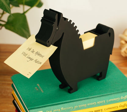 Memo Holder Desktop Note pad Dispenser Horse Pen Holder Multi-Functional Clip for Note Short Note pad,2 Packs memo (Horse, Black)