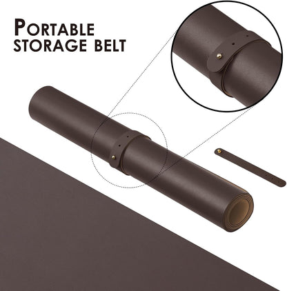 HOMIEAZICOZI Leather Desk Mat - Non-Slip PU Desk Pad for Office and Home - Desk Organization and Accessories - Ideal for Large Mouse Pad and Desk Mats on Top of Desks (Black,36''x 17'') (DPD-B-L)