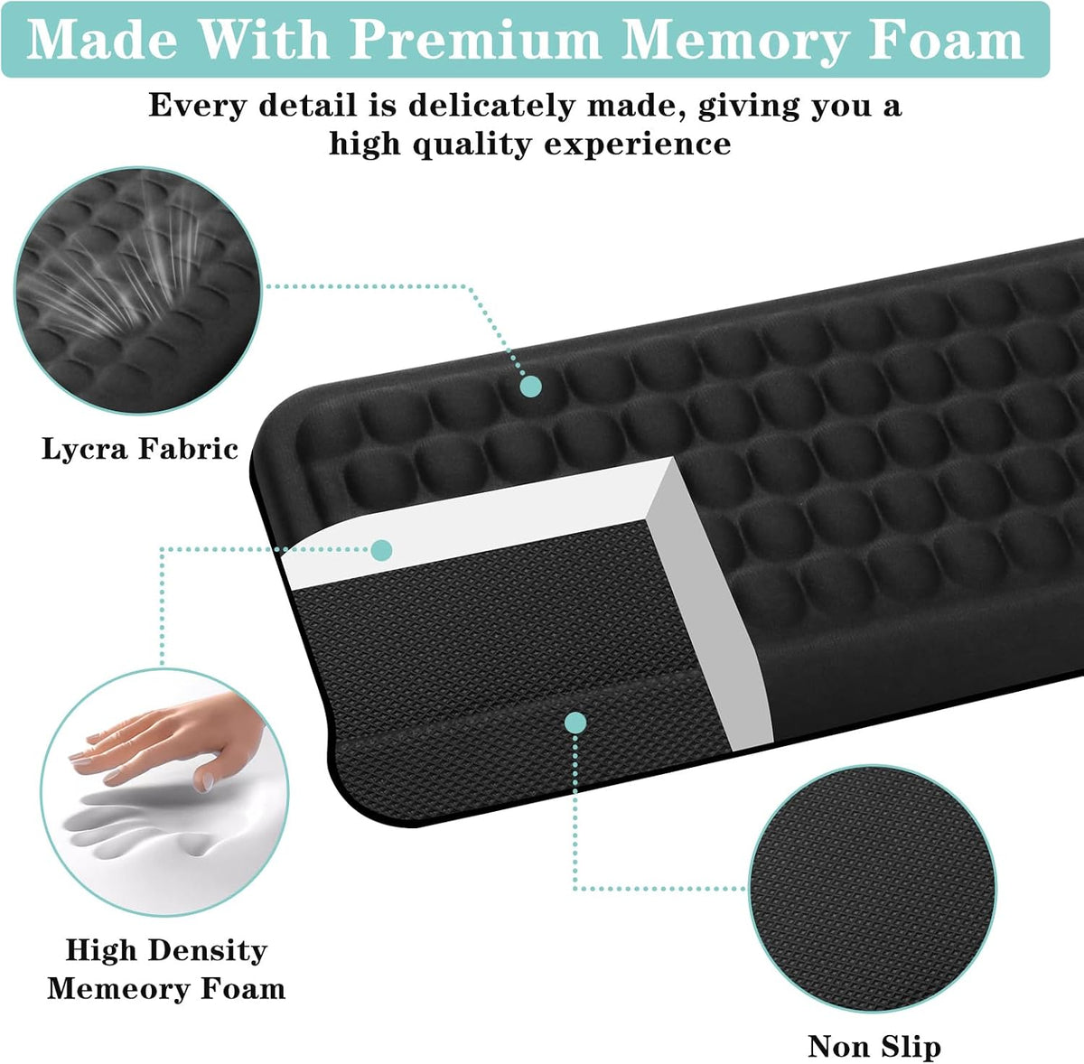 L-Shaped Desk Elbow Pad for Desk, 2-Piece Memory Foam Elbow Pads with Non-Slip, Ergonomic Desk Edge Cushion, Wrist Support Arm Rest for Office and Gaming (11.8 * 3.9 inch)
