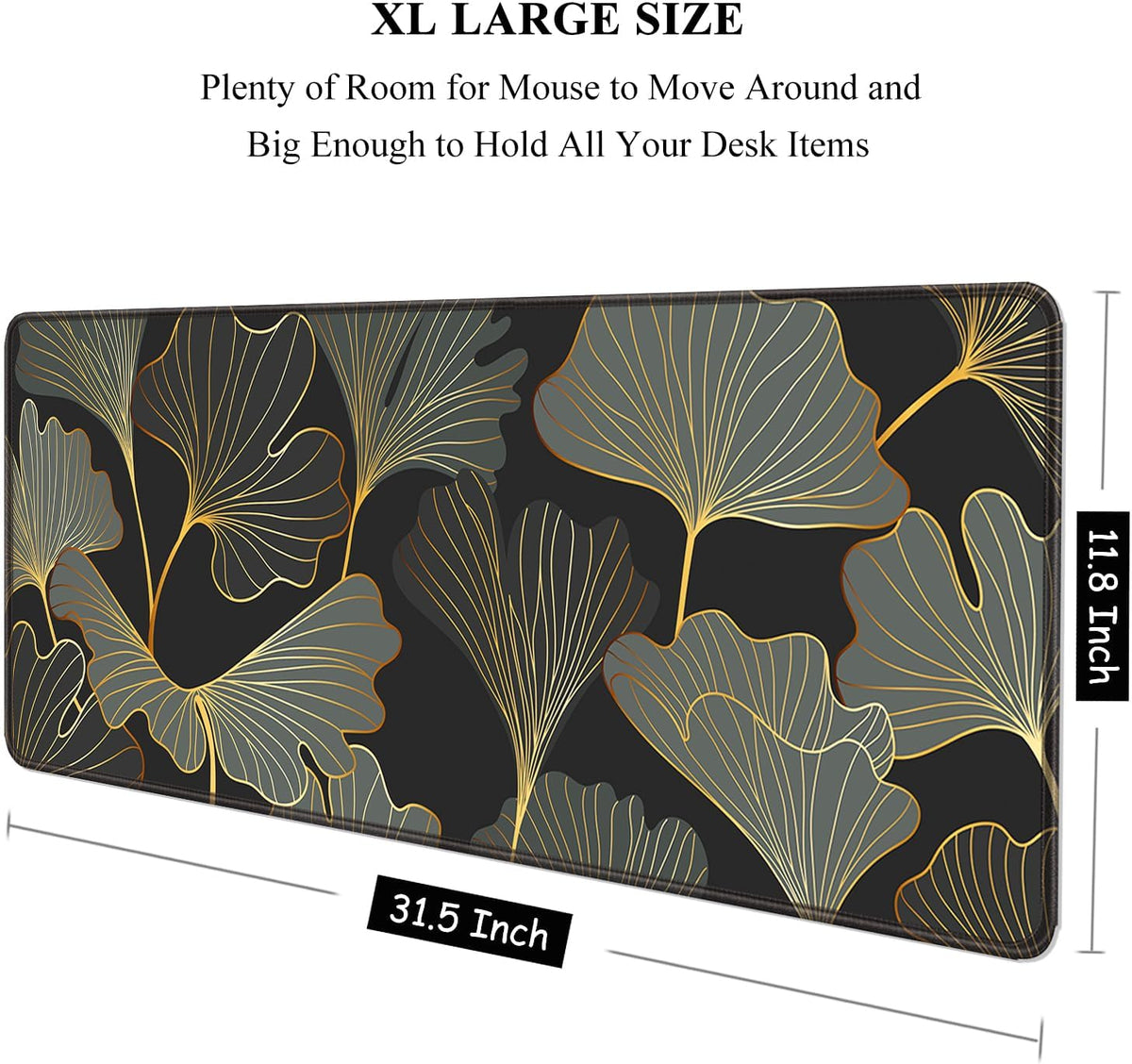 Auhoahsil Desk Mat, Ultra Large Mouse Pad, XXL Gaming Mousepad, Green Tropical Leaves Deskpad, Big Extended Full Size Mouse Pad, Desktop Desk Matt for Keyboard, Laptop & Computer, 35.5 x 15.7 in - Colors B