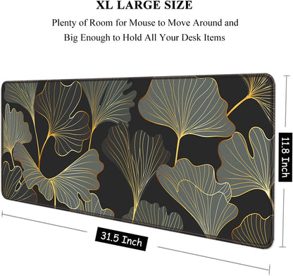 Auhoahsil Desk Mat, Ultra Large Mouse Pad, XXL Gaming Mousepad, Green Tropical Leaves Deskpad, Big Extended Full Size Mouse Pad, Desktop Desk Matt for Keyboard, Laptop & Computer, 35.5 x 15.7 in - Colors B