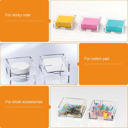 BEEGO Sticky Note Organizer - 4x6 in Crystal Clear Acrylic Notepad Holder & Dispenser for Dorm Room Office Desk Organization