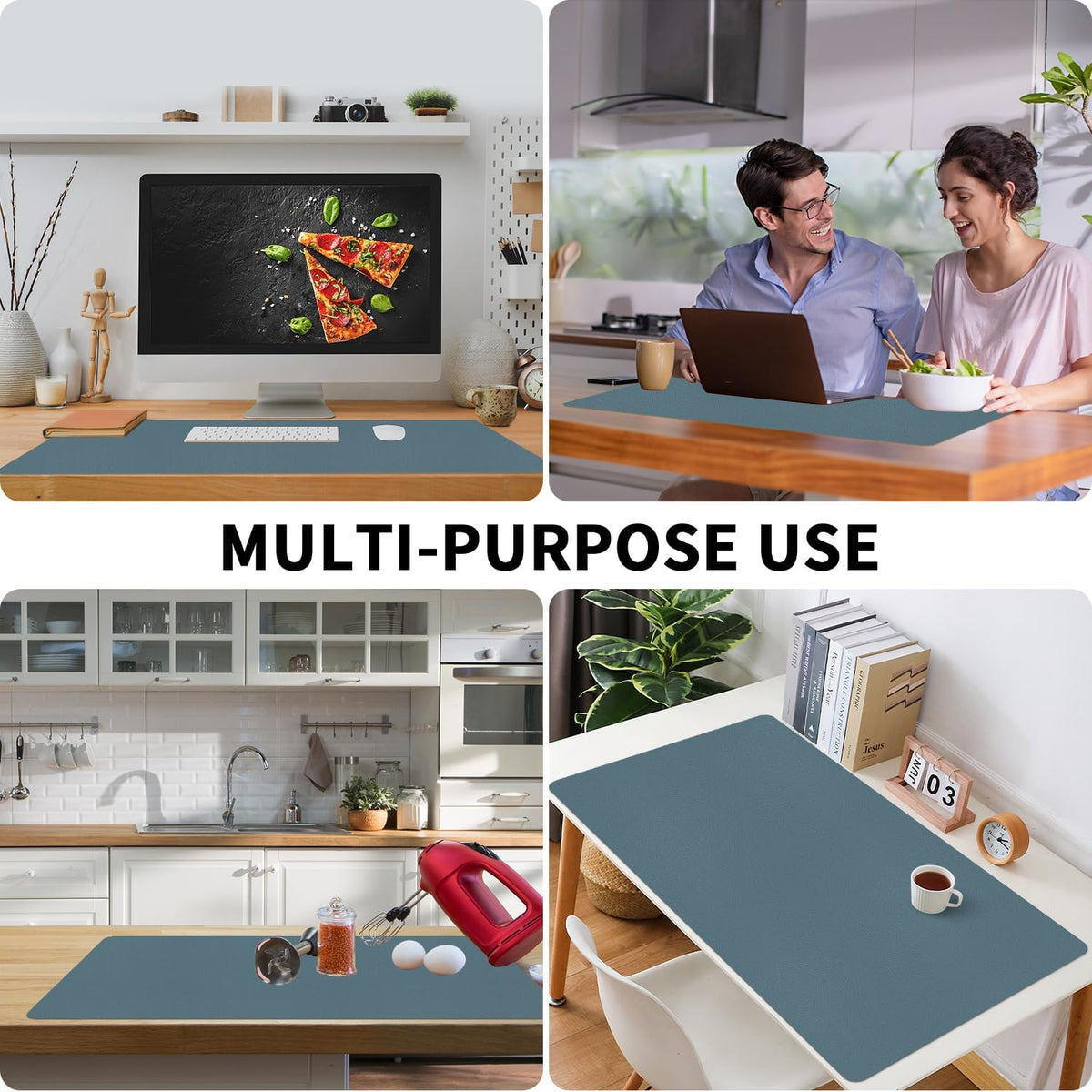 Bloss Leather Desk Pad and Keyboard Wrist Rest, Large Mouse Pad + Keyboard Pad+Mouse Wrist Support, Non-Slip Desk Mat Protector for Office, Home(31.5×15.7 Inches,Beige) - Colors B
