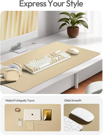 YSAGi Leather Desk Pad Protector, Office Desk Mat, Large Mouse Pad, Non-Slip PU Leather Desk Blotter, Waterproof Laptop Desk Writing Pad for Office and Home (23.6" x 13.8", Eggshell) - Colors A